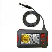 산업용 내시경 카메라 누수 탐지기 배관 하수구 자동차 엔진 파이프 하수도 와이어 탐지기, 360도 회전 이중 렌즈 2m 하드 와이어