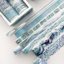 8 개/대 귀여운 기본 색상 Washi 테이프 상자 포장 스크랩북 DIY 마스킹 학교 문구 소녀 심장 저널 용품, [03] Blue rhythm
