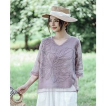 [플로레센스]린넨큰꽃자수블라우스2종