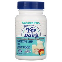 Natures Plus Say Yes to Dairy 유제품 소화 보조제 50 츄어블 정, 50캡슐, 2kg, 1.5L, 1개