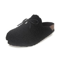 바바라(슈즈) 바바라 코르크창 뽀글이 리본장식 슬리퍼 BBF544BK