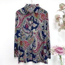 국민할매 할머니옷 엄마옷 간절기 봄가을 비비드 빅페이즐 긴팔 카라 니트티셔츠[MJ-KT02] 꽃무늬 춘추티셔츠