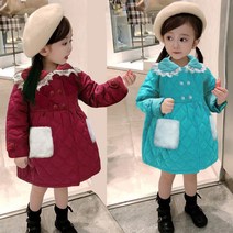 니유컴퍼니 레이스 카라 퍼안감 여아 누빔 패딩점퍼 유아동 겨울 롱패딩 코트 등하원룩 따뜻한 퀼팅 여아코트 밸트