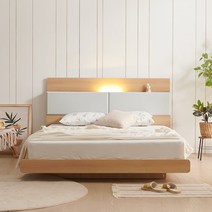 상일리베가구 아델 LED조명 침대+CL라텍폼 매트리스 세트 SSQK, 오크