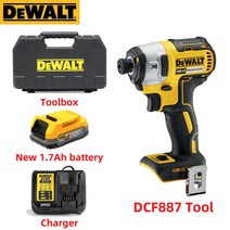 드릴Dewalt 무선 전기 스크루 드라이버 브러시리스 모터 임팩트 렌치 충전식 드릴 DCF887N 18V 205NM, 05 DCF887N1.7AH