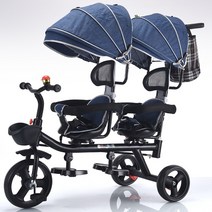 쌍둥이 자전거 쌍둥이 2인용 자전거 어린이 키즈 아기 2인용유모차 접이식 유아2인용자전거 세발자전거 외출용, P