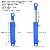 유압 실린더 작기 전동 hydraulic cylinder 100 12000 스트로크가 있는 1개 헤비 듀티 양방향 리프팅 소형 목재 스플리터 2톤, 1000