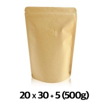 [이지포장] 크라프트 지퍼스탠드 커피봉투 500g 50매 밸브부착 가능