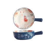 BLOWFISH FUGU 북유럽 캐릭터 손잡이 그릇 라면 그릇냉면 그릇 세트/도자기 손잡이 그릇, 알파카입니다