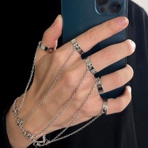 은커플링 반지 20대 우정링 각인 학생 couple rings silver Modyle 펑크 기하학 실버 컬러 체인 손목 여성을위한 남성 매력 힙합 체인 오픈 세트 커플 패션