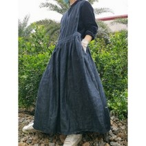 데님 루즈핏 롱 베스트 원피스 넉넉한 조끼 레이어드 원피스 랩 치마