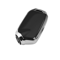 키에티 기아 신형 스팅어 모하비 더마스터 스마트 키케이스 4버튼 TPU 키홀더 단품, 블랙 실버라인