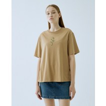 22SS 카멜 플라워자수 면 반팔티셔츠 HSTS2B202CM
