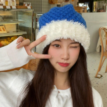 여성 얼굴소멸 도톰 울 니트 비니