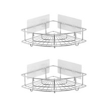 꿀쥬 304 스텐 무타공 코너형 욕실 선반, 2개
