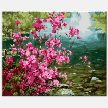 모모픽스페인팅 DIY 명화 그리기 세트 40 x 50 cm, 개울가의 철쭉 봄꽃