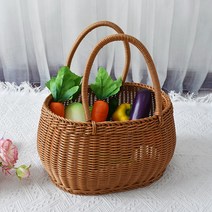 과일 상견례 출산 선물 바구니 모조 등나무 짠 스토리지 쇼핑 홈 휴대용 피크닉 및 야채, [01] 대형 타원형 드럼 바구니 30x24x20cm