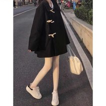 여성 떡볶이 코트 더플 혼 버클 모직 여학생 스몰 일본 중간 길이 가을 의류 상품