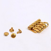 저스트업 가죽공예 공구 솔리드 황동 금속 키 스냅 후크 홀더 1 개 행 리벳 열쇠 고리 정리 가죽 공예 케이스 지갑 하드웨어, [01] with 4 keyrings