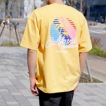 문컬렉션 5부 오버핏 반팔티 야자수캘리포니아 라운드 루즈핏