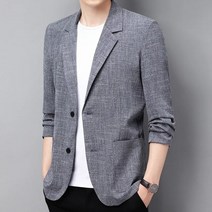 남성 코튼 린넨 정장 재킷 봄 여름 루스 캐주얼 그레이 블레이저 긴 소매 비즈니스 블랙 코트