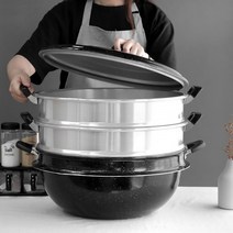 스텐 찜통 업소용 대형 3단 찜기 찜솥 28cm, 46cm