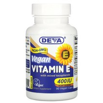 Deva 혼합 토코페롤 함유 Vegan 비건 vitamin 비타민 E 소이 프리 400 IU 90 베건 캡슐 101402