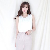 비침없는 두겹 민소매 쉬폰 정장 면접 이너 블라우스 라운드 셔링 나시