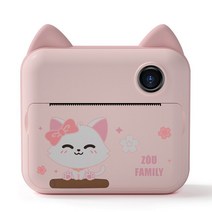 폴라로이드기 은스탁스미니 코닥즉석카메라 카메라 즉석 인쇄 생일 선물 12MP 만화 귀여운 비디오 디지털 용지 포함, 01 고양이 32g, 협력사, 32GB 카드로