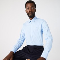 라코스테 슬림핏 프렌치 칼라 블루 코튼 포플린 셔츠 드레스 상의 Slim Fit French Collar Cotton Poplin Shirt
