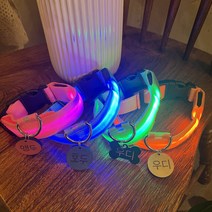 우디클랜 LED 이름 각인 목걸이, 원형, 그린