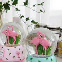 요즘유행하는캐릭터플라멩고오르 유행하는 오르골 캐릭터 LED 워터볼 요즘 연인오르골 연인워터볼 플라멩고, 핑크