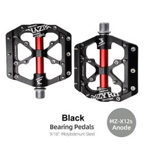 mzyrh x12s 3 베어링 자전거 페달 초경량 미끄럼 방지 cnc bmx mtb 도로 자전거 페달 사이클링 밀봉 베어링 자전거 페달, x12s 양극 블랙