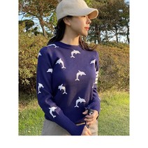 돌고래 도톰 라운드 골프니트 여자골프웨어 여성의류 라운딩패션 골프코디