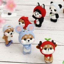 양모펠트 니들펠트 DIY 세트 강아지 고양이 걱정인형 인형만들기, [on]18.곰돌이얼굴
