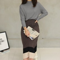 데일리앤 멜리즈 여성 기본 루즈핏 반폴라넥 니트