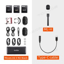 무선마이크 방송용 ASMR 스튜디오 핸디 Godox MoveLink 무선 라발리에 카메라 마이크 송신기 M1 M2 II 업그레이드, 30.II M2 Black Kit 5