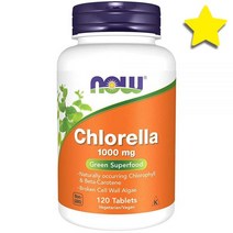 나우푸드 클로렐라 Chlorella 1000mg 엽록소 베타 카로틴 혼합 카로티노이드 비타민C Vitamin 철분제 철분 아이언 Iron단백질 프로틴 Protein 120정, 120카운트 (Pack of 1) 강철체력