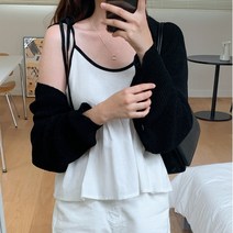 기타브랜드 네쥬 여성 여름 셔링 리본 배색 린넨 뷔스티에 조끼