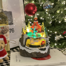 LED 크리스마스 산타 스노우맨 움직이는 기차 오르골 무드등 인테리어 장식품, 산타 기차 오르골