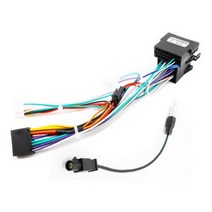 16 핀 VW 배선 하네스 16 P 남성 플러그 ISO 커넥터 2 Din 자동차 오디오 헤드 유닛 폭스 바겐 골프 용 케이블 어댑터 Jetta Leon, with antenna adapter