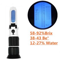 굴절계 계측기 당도계 비중계 굴절계 설탕 농도계 0-32% 당도 당치 측정기 58 ~ 90% 38 43 Be Baume 꿀 와, 07 58-90
