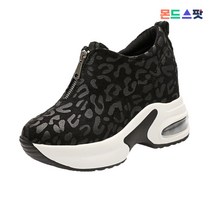 몬드스팟 8cm 여성 통굽 키높이 웨지 호피패턴 에어 스니커즈 운동화 블랙 (DM760)