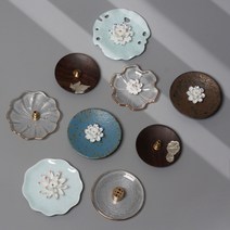 유리 도자기 인센스 스틱 홀더 트레이 향꽂이 향받침, 흑단나무 연꽃 22