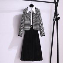 빅사이즈 코디세트 가을 통통 향기 풍 모직 코트 날씬해 보이고 슬림해 보이는 -102580