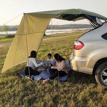 차량용 사이드어닝 자동차 부채꼴 캠핑 그늘막 슬라이드 어닝 70도 타프 텐트 블랙코팅, 차량용 텐트