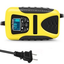 스마트 차량용인버터 소형 12v 24v 220v EAFC-7 단계 자동차 배터리 충전기 지능형 12V 7A 완전 자동 충전 부스터 펄스 수리 바이크 오토바이 트렁크, [02] US Plug Yellow, 1개
