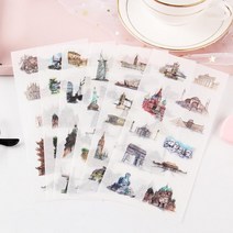 jc_소품 일상 감성 칼선 키치 6장세트13종 스티커 수채화 화지 씰스, 본상품선택, 06.화원