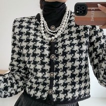 여자 봄 가을 겨울 하운드 숏 가디건 핏이 예쁜 간절기 체크 크롭 카디건 모임룩 하객룩 오피스룩