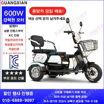 알엠티 KC인증 삼륜차 노인 삼륜차 전동 삼륜차 가정용 소형 픽업 미니 고출력 신모델 업그레이드 48V, 화이트, 30~40KM, 3A